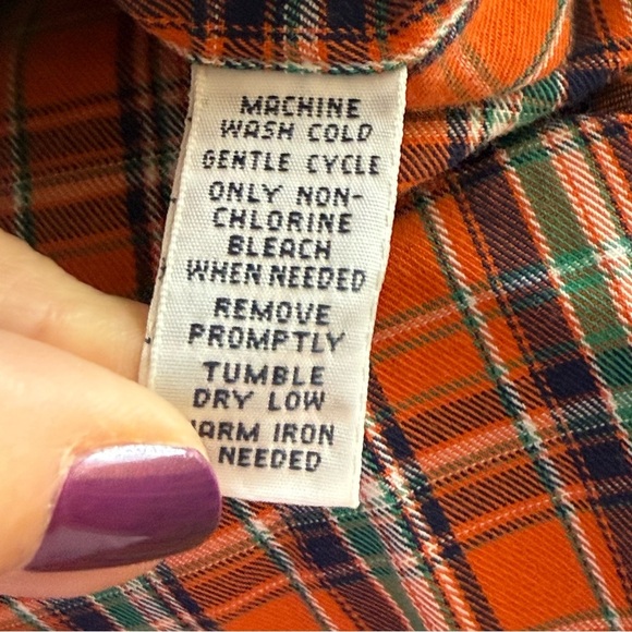 Ralph Lauren Button Down Dress Shirt Medium Classic Fit Orange Blue Plaid Preppy - Picture 8 of 8